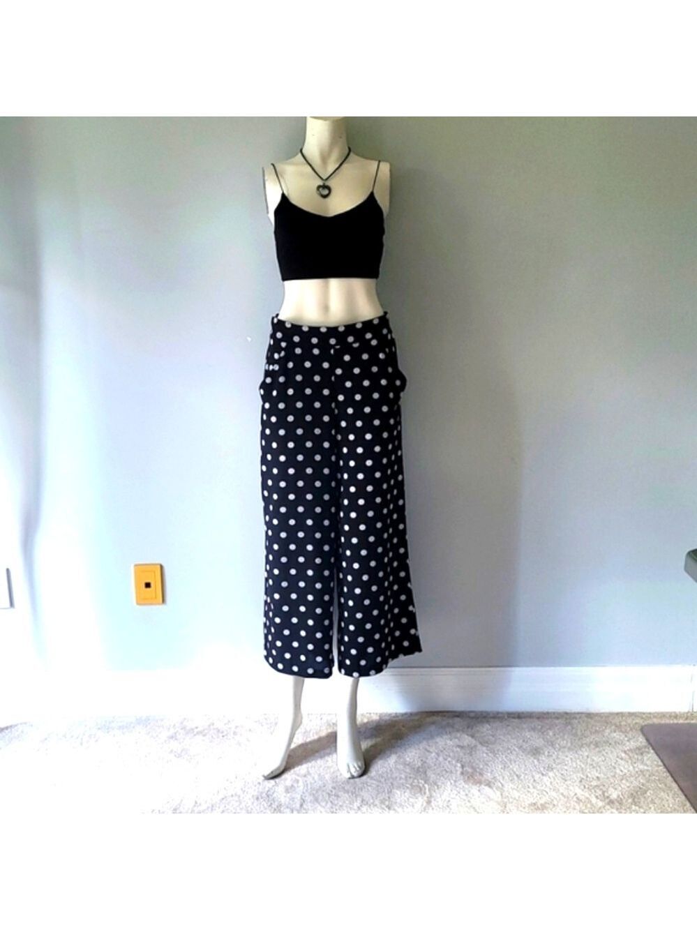 Shein Ribbed Black Crop Cami Top Size XS